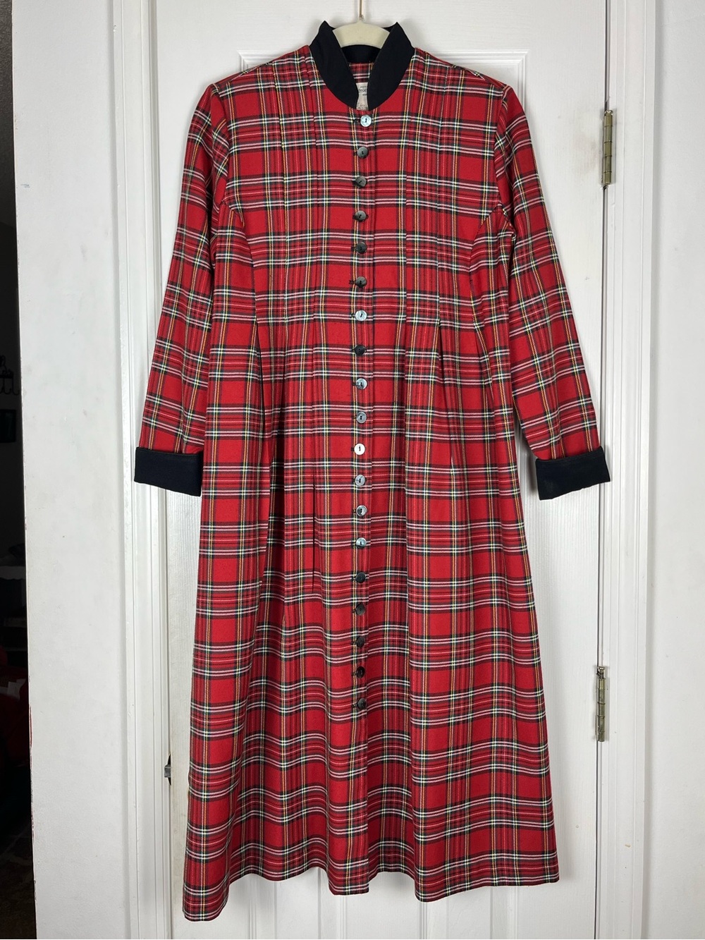 Vintage Appleseeds 80’s/90’s Tartan Plaid Long Sleeve Midi Maxi Dress 4 Petite